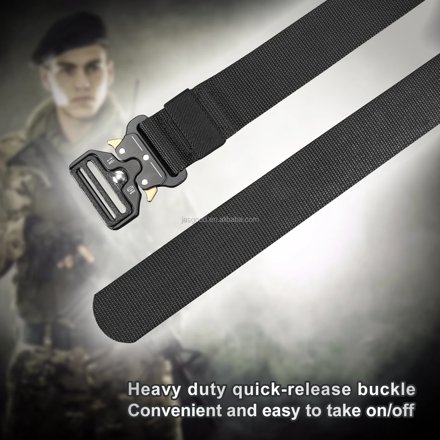 Winchester Tactical Rigger Belt Lima Nylon Webbing Waist Belt with V Ring Heavy Duty Quick Release Buckle 