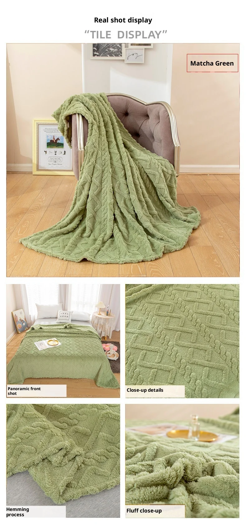 Simple Embroidered Rhombic Knitted Eco-friendly Winter Warm Taffeta Fleece Thickened Blanket factory