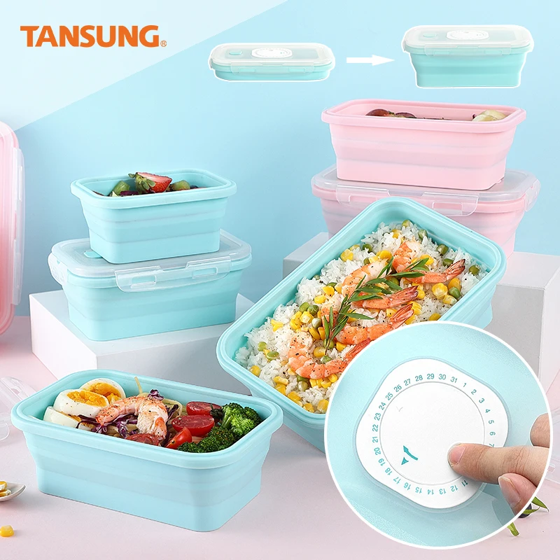 Hot Sale OEM Custom Collapsible Silicone Foldable Lunch Box 4 Pack Set With  Timer Portable Portable Food Storage Container - Buy Hot Sale OEM Custom  Collapsible Silicone Foldable Lunch Box 4 Pack