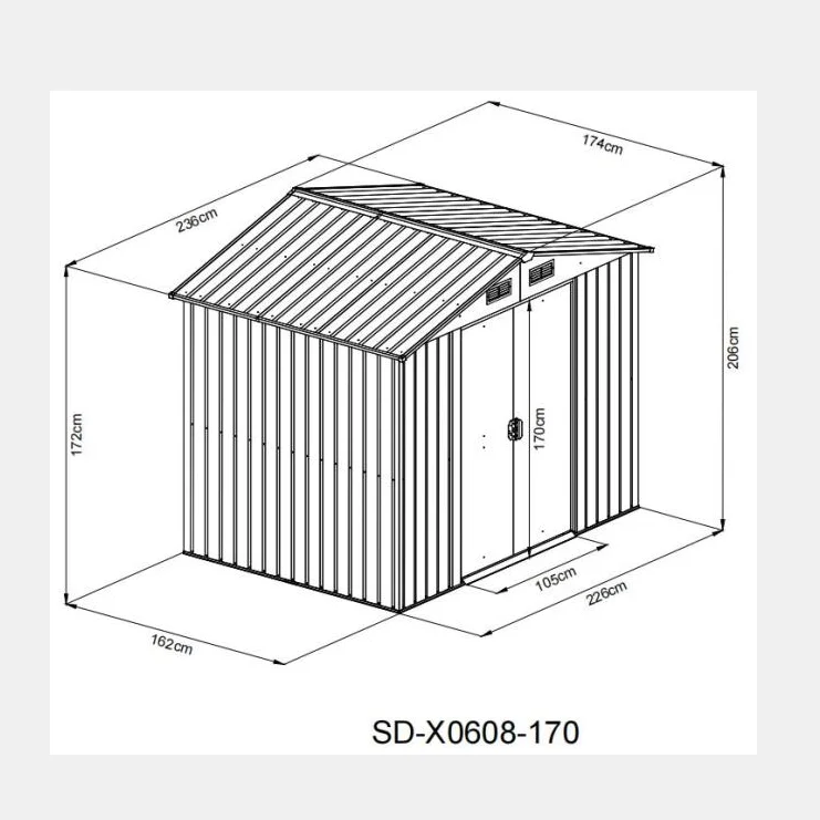 6'x8'ft New Garden Storage Shed Outdoor Metal Shed Aluminum Frame Multi