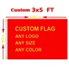 Large Digital Printing Any Logo Outdoor Hanging Banner Custom 3x5ft Flag