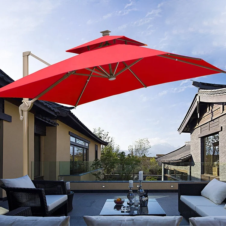 Hot-sale australia patio rome uv protection outdoor large 3m garden cantilever parasol car umbrella with led strip lights