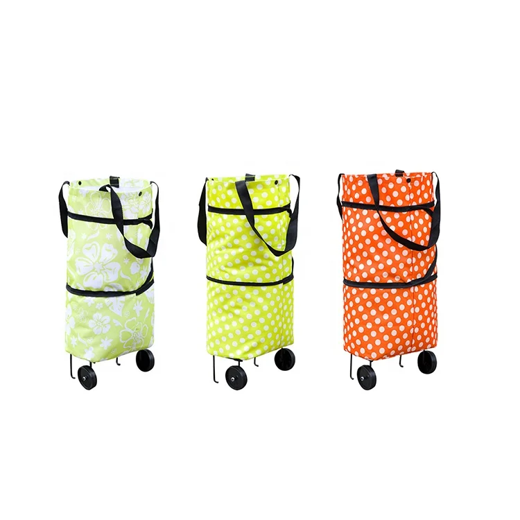 
Wholesale folding shopping cart bag waterproof grocery tote bag portable foldable market trolley bag 