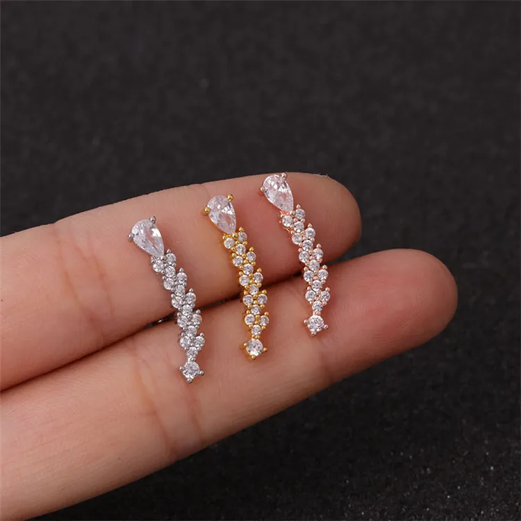 Curved Cartilage Stud Helix Rook Conch Screw Back Earring Ear Piercing Jewelry Curved Cartilage Stud Helix Rook Conch Screw Back Earring Ear Piercing Jewelry