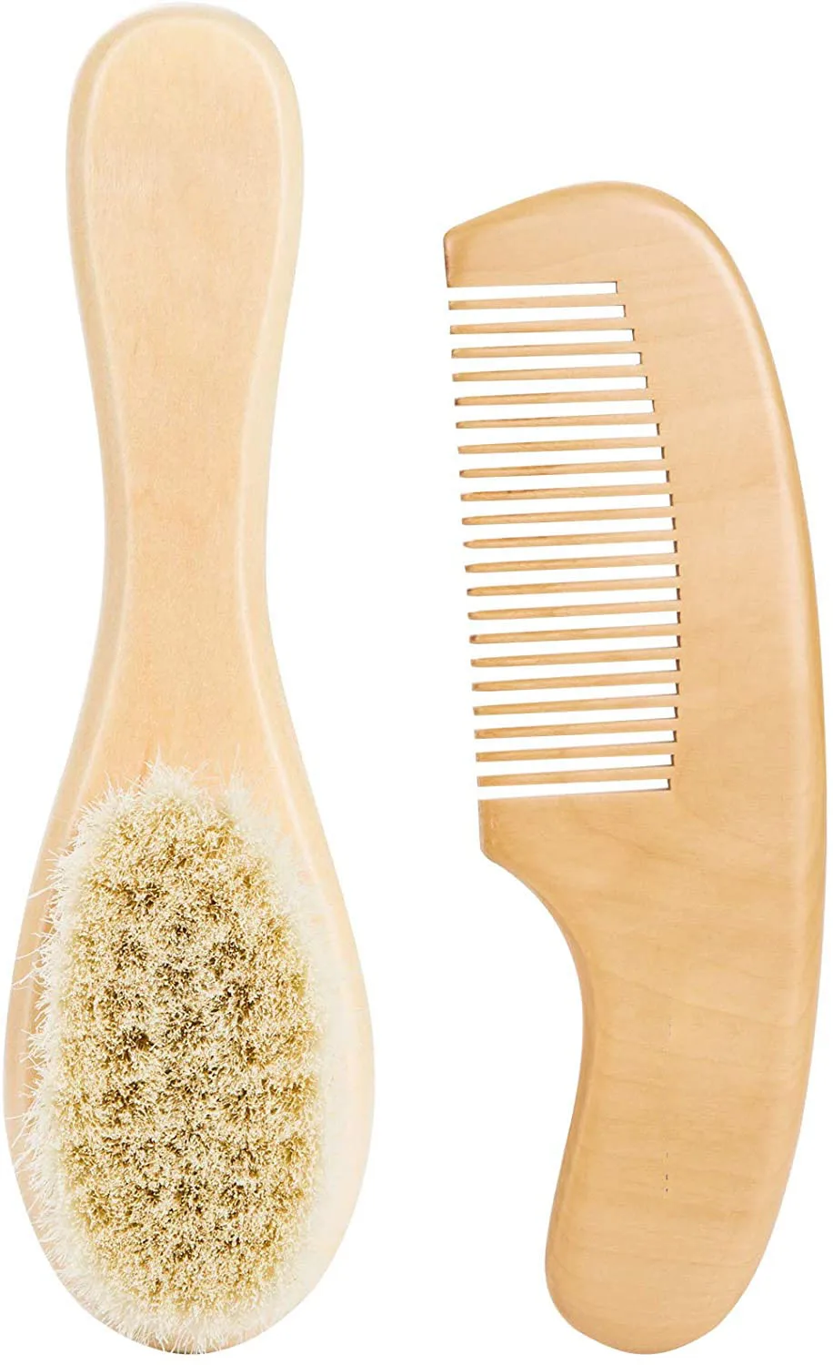 Baby Goat Hair Brush And Comb Set For Newborns & Toddlers Ecofriendly