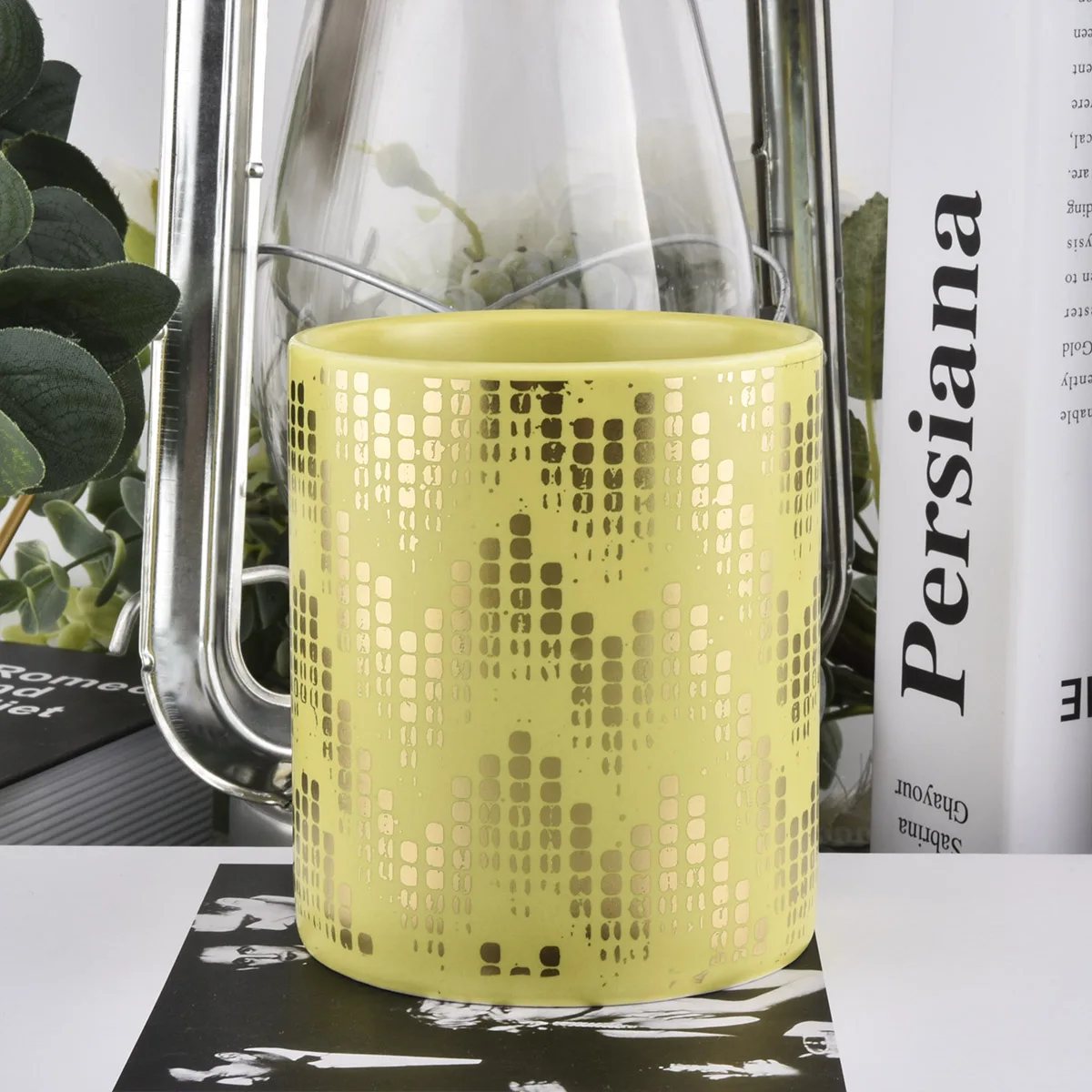 10oz ceramic candle jars with gold printing