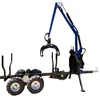 Wood log loader with trailer with 4wd winch and power unit