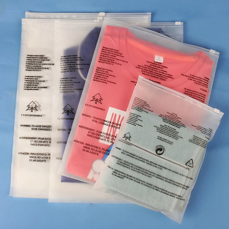 PE Biodegradable Custom Printing transparent EVA zip lock Plastic  matte Frosted ploy Zipper Bag For Garment Clothing T-shirt supplier