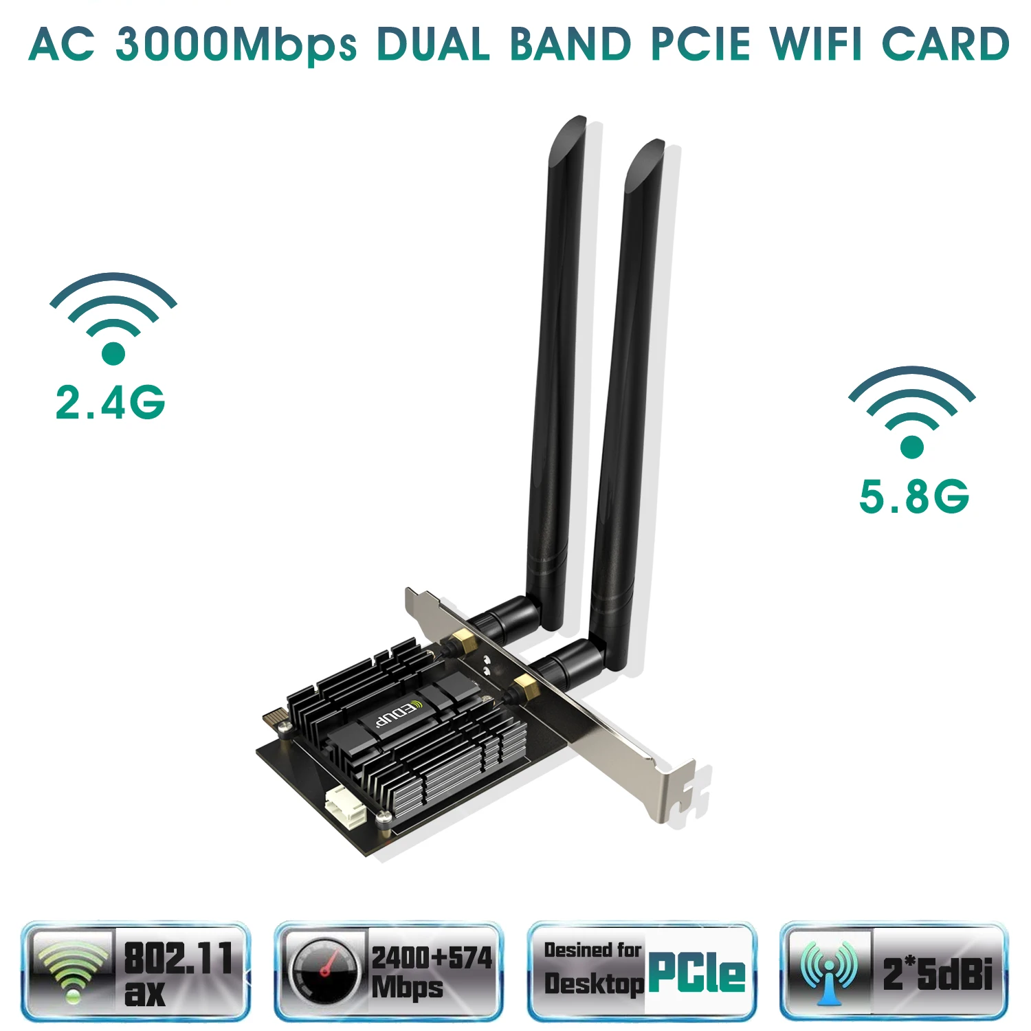 Wifi ax. ASUS PCE-ax3000 Dual Band PCI-E WIFI 6 (802.11AX), 2.4GHZ/5ghz, IEEE 8.