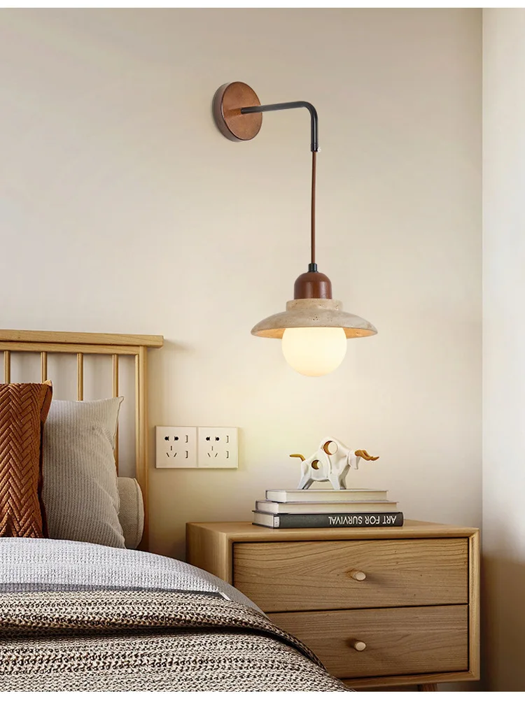 现代黄色洞石发光二极管壁灯可调光暖白光高CRI 90节能壁挂式家居装饰