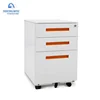 Factory supply office mobile pedestal filing moveable metal storage 3 steel drawers cabinet with wheels