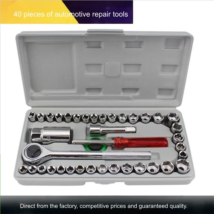 40-Piece Carbon Steel Socket Hex Key Wrench Set 3/8 Inch Hand Hard Case ...