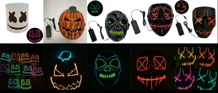 Hot selling Cool Mask,Party Light Up Mask For Party,Halloween, Blacklight Run,Advertisement,DJ,Club,Christmas