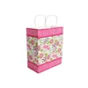 Wholesale Custom Printed Kraft Paper Bags, Floral Flower Pink Shopping Gift Bags For Girls