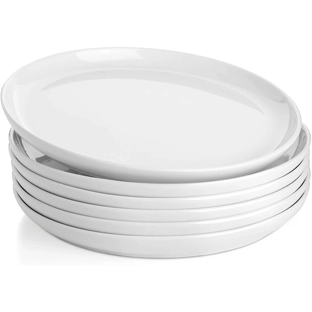 Assiettes rondes blanches incassables de bonne qualité, ensemble de 6 assiettes de Restaurant, ensembles de vaisselle en mélamine