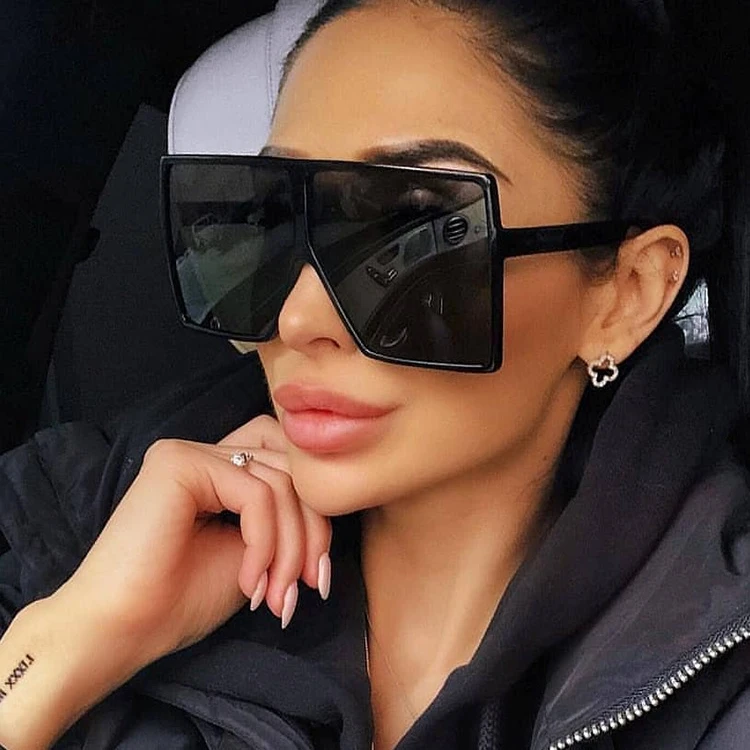 2021 Fashion Custom Oversized Eyewear Big Square Women Glasses PC colorful Lens Shade Sunglasses 1806