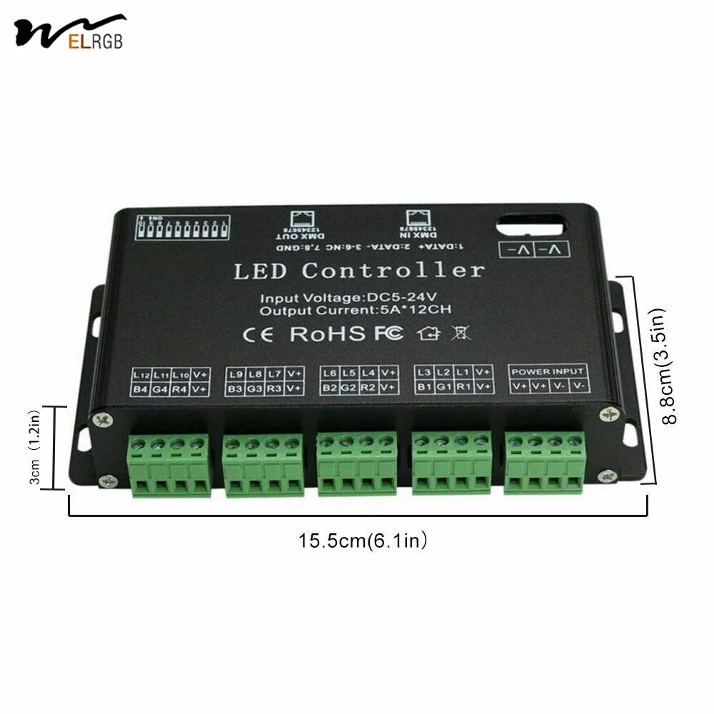 12 Channel Dmx Decoder Rgb Led Light Strip Controller Dmx512 Decoder ...
