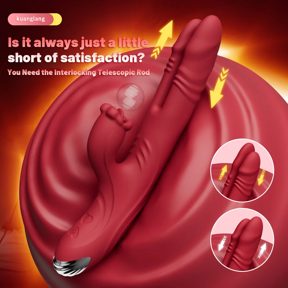 Vibrator showing alternating dual-head thrusting mechanism and grip