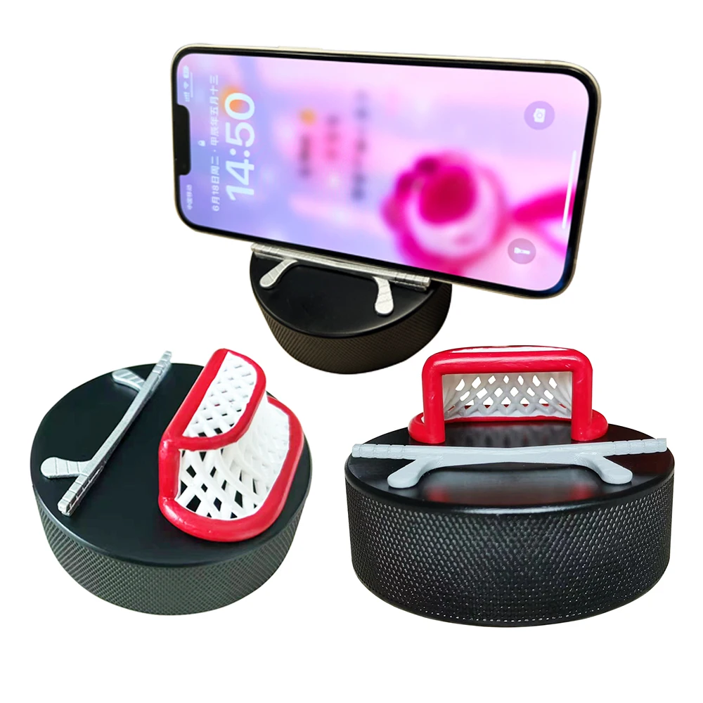 Description Picture 2 of itemNovelty Ice Hockey Puck Resin Gift Mobile Phone Holder Hockey Goal Universal Display Phone Holder