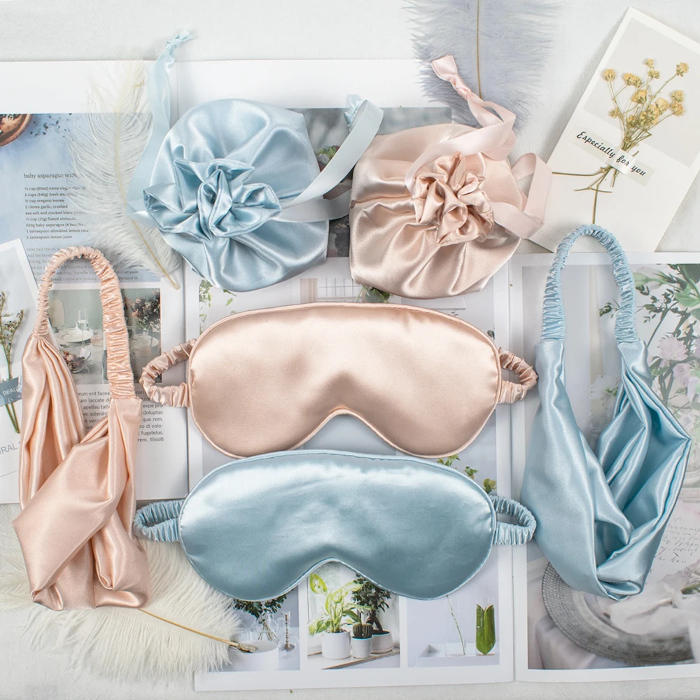 
luxury china manufacturer Mulberry Stain Silk Travel Sleep Eye Mask with bag and hairband for Sleeping In Stock Available 