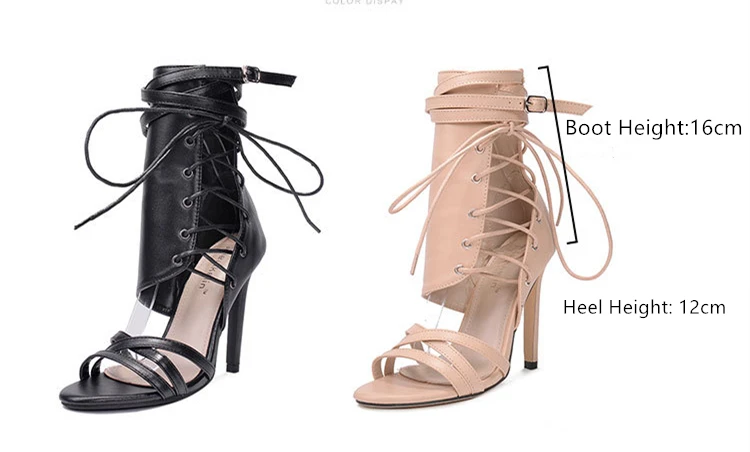 Open Toe Lace up High Heel Shoes