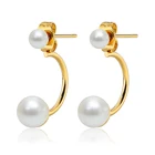 K9orean fashion new gold freshwater pearl earrings high-grade stud earrings Double Sided jewelry for women factory direct sales