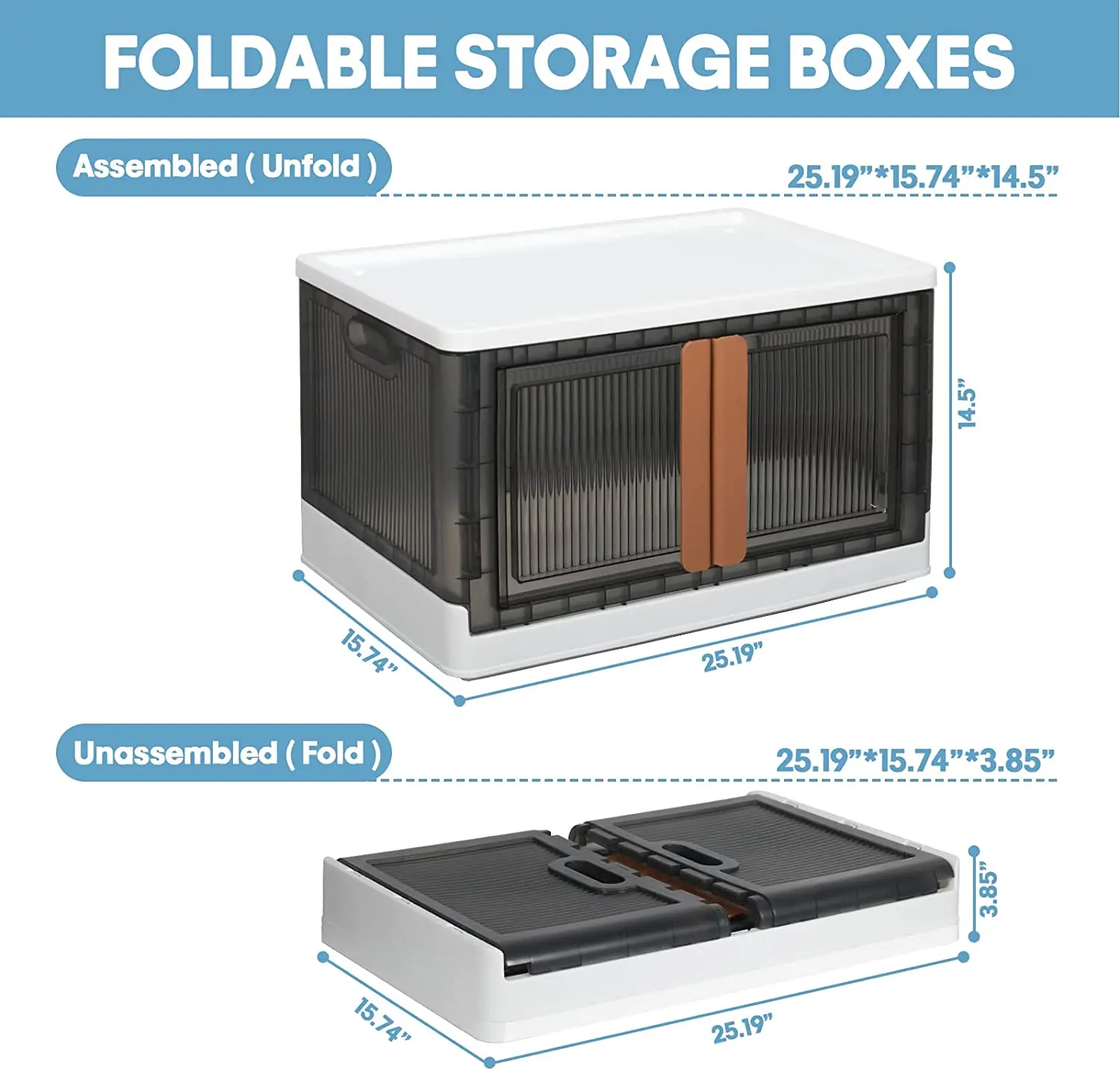 32l Durable Plastic Storage Box Foldable Plastic Organizer Container