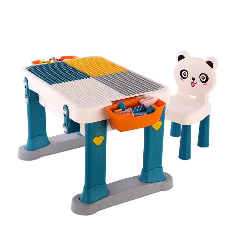 Kids Plastic Table Educational Plastic Bricks Toy Kids Blocks Table ...