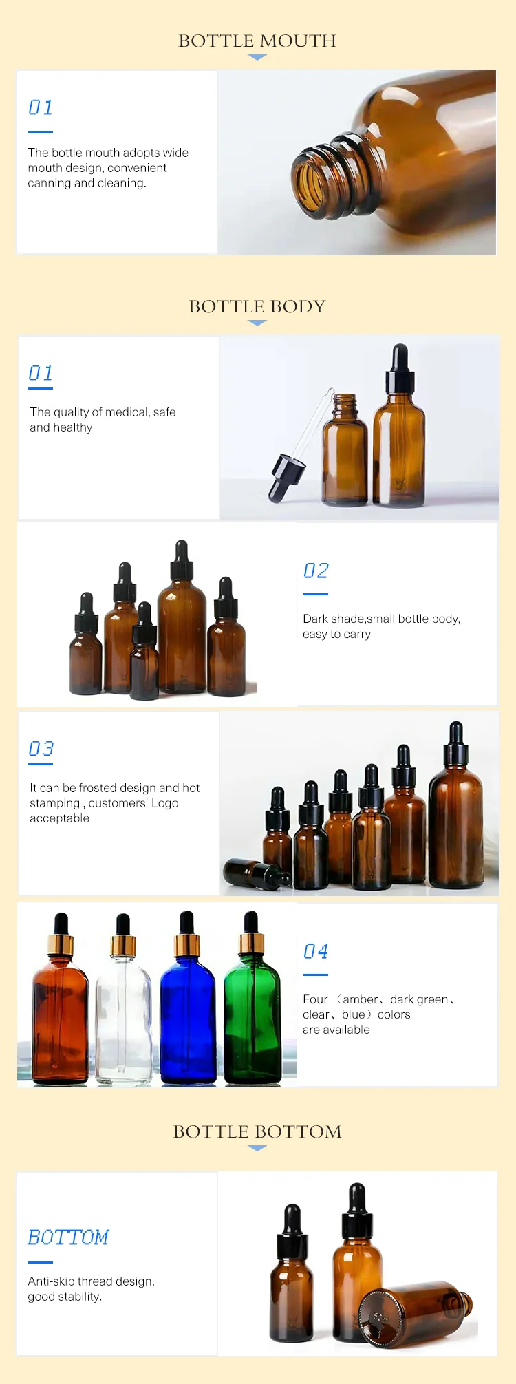 Factory Produced Wholesale Hot Sale Glass Essential Oil Bottle with Spray/Pump