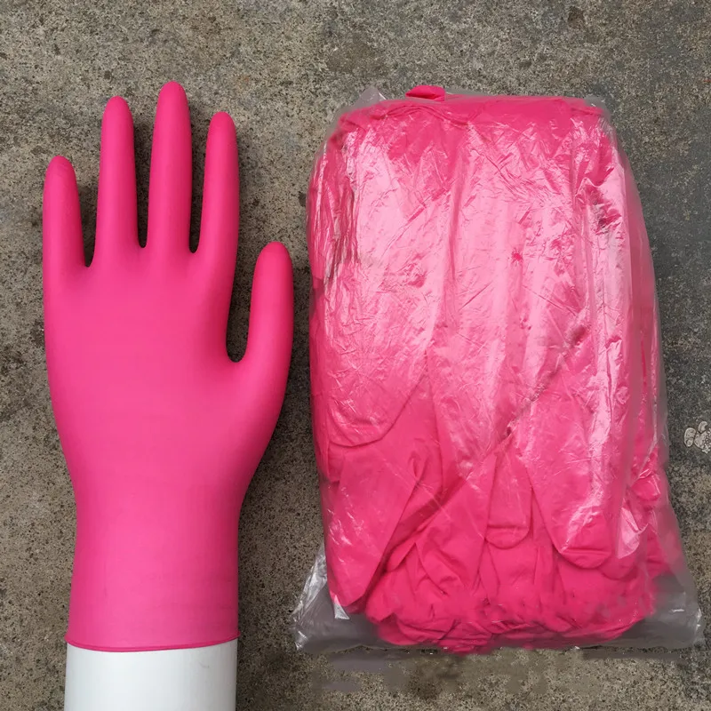 Disposable Nitrile Examination Glove Housekeeping Kitchen Medical Pink Disposable Gloves