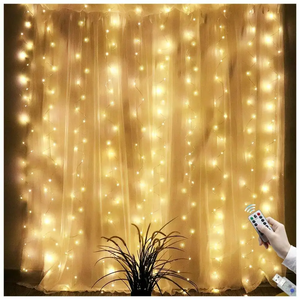 Smart Rgb Christmas Fiary Light Led Window Curtain Usb String Light 300 LED