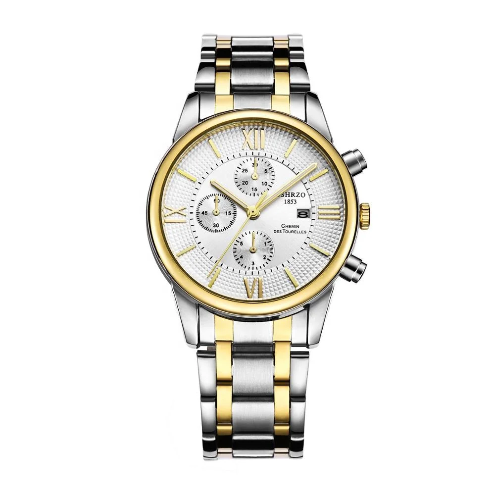 High Quality Gold Plated Wrist Watch Chronograph Male Wristwatches Men ...