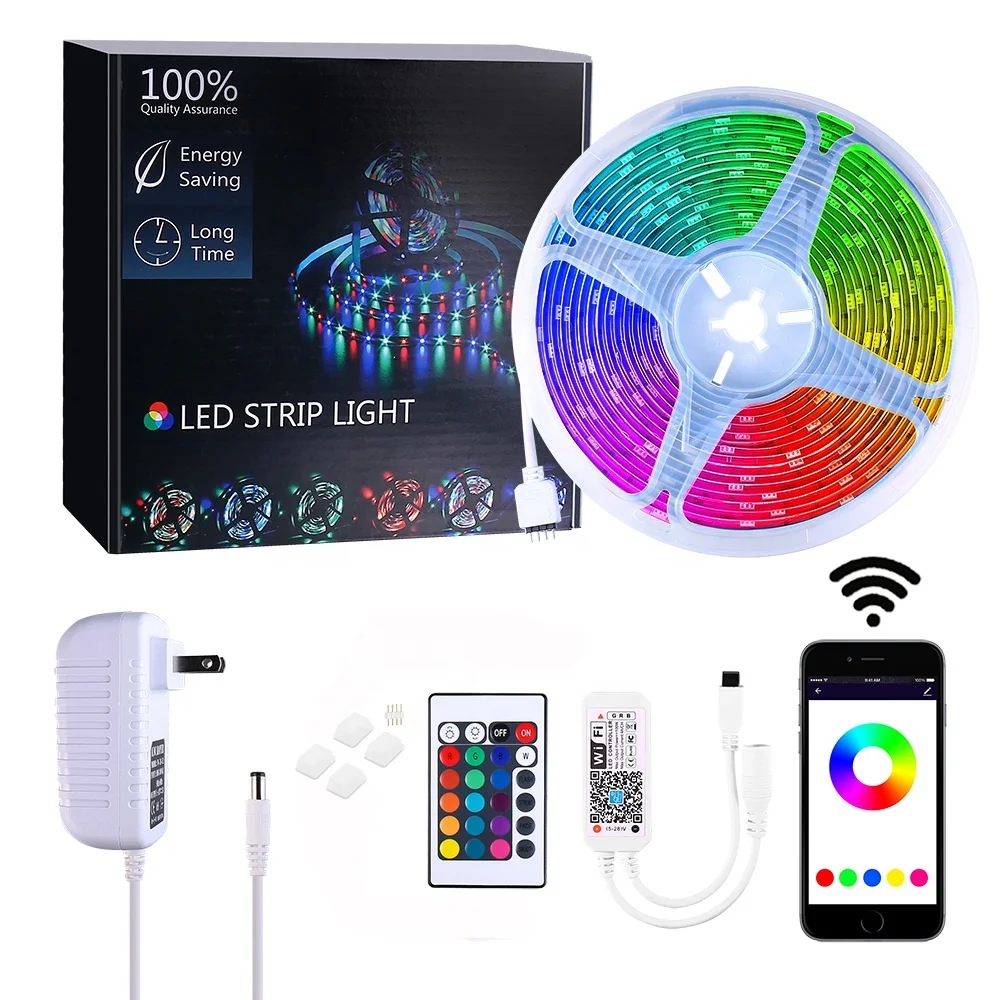 LED Strips Lights with 24 keys+WIFI Controller Working with Alexa/Google Home RGB Flexible IP65 LED Strip