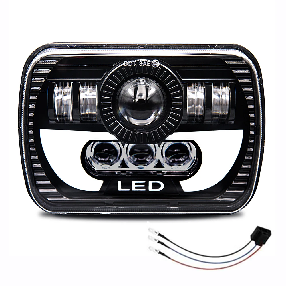 2020 90W Hi/Lo beam 6x7 5x7 Projector Sealed Beam Rectangle Truck LED Headlight with DRL
