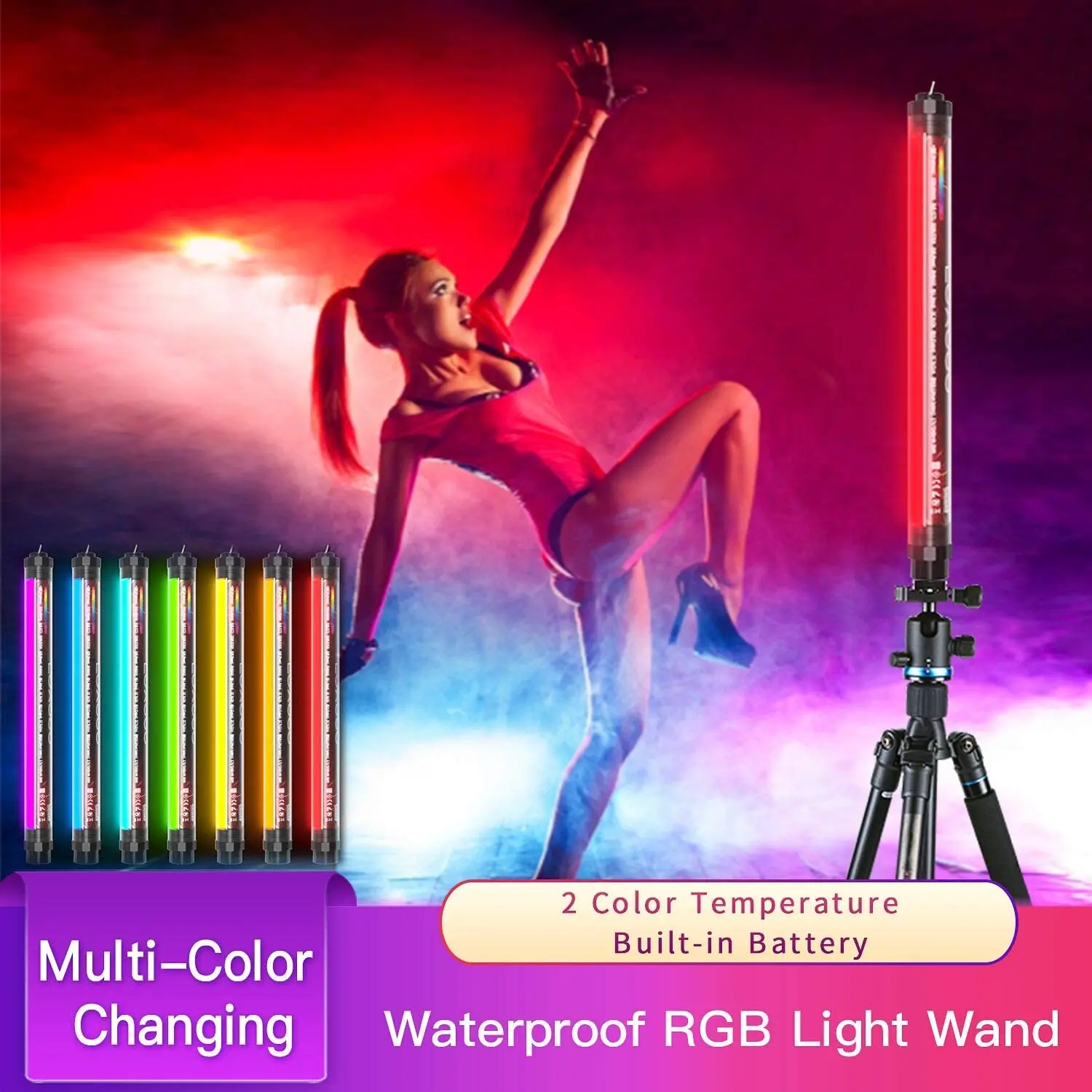 LUXCEO P7RGB Pro Waterproof Light Stick Handheld RGB LED Video Light Colorful Photographic Lighting Remote Control