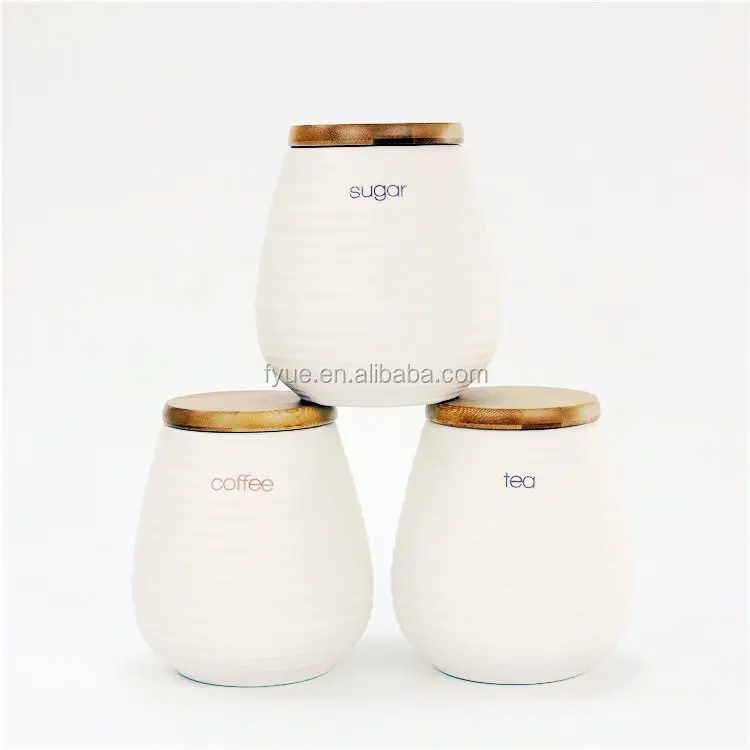 OEM Widely Used Customized White Ceramic Porcelain Kitchen Food Canisters for Tea Coffee Sugar manufacture