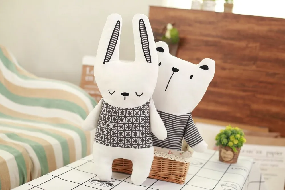 Nordic Style Rabbit Unicorn Bear Pillow Cushion Toys Cotton Animal Plush Toys Children's Toys Baby Room Decoration
