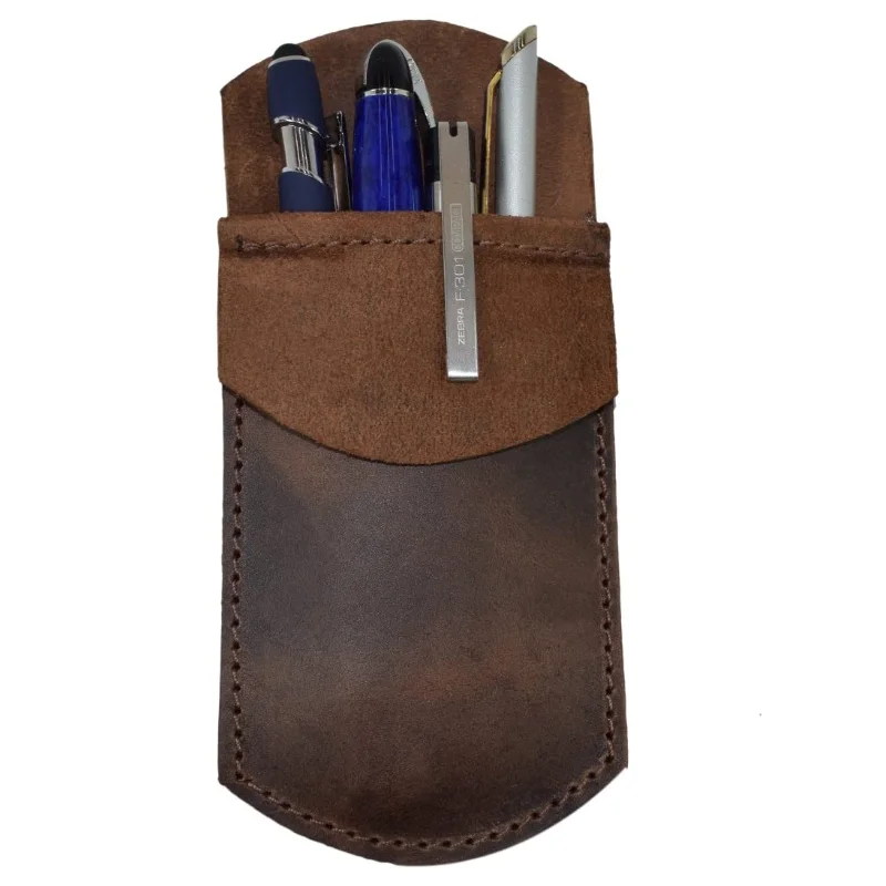 Custom Leather Pocket Protector Handmade Pencil Pouch Pen Holder Clip
