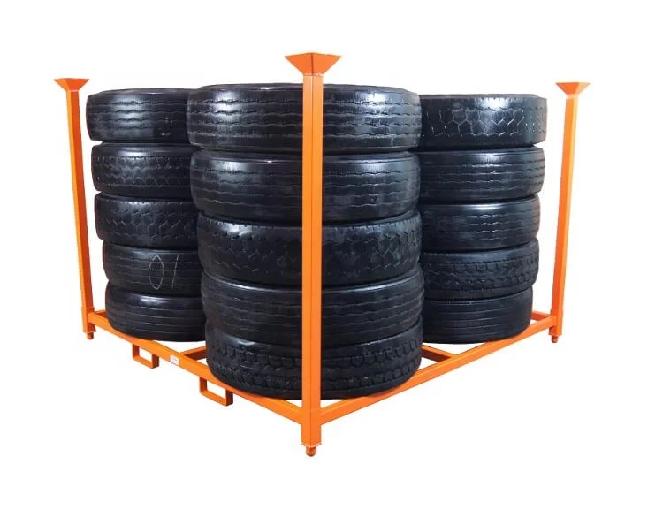 青岛彩色堆叠展示托盘轮胎架用于轮胎仓库架钢适用于户外