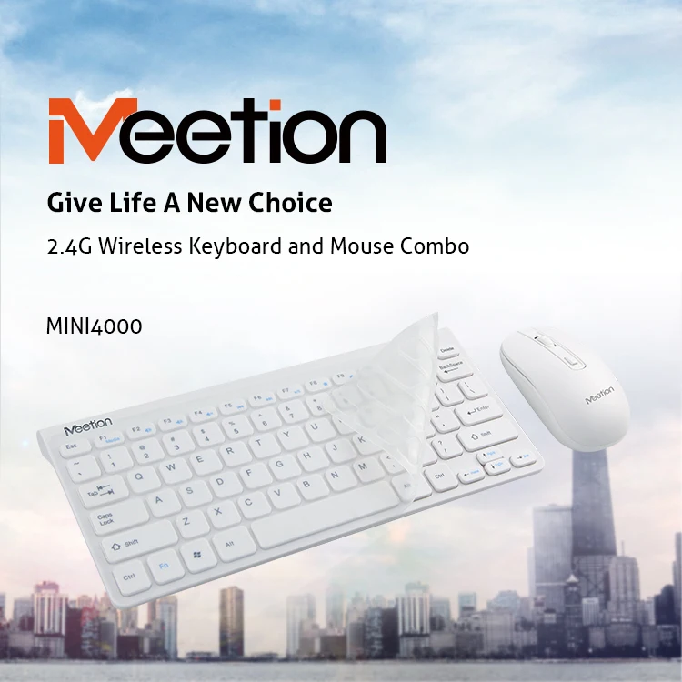 Meetion Mini 4000 Wireless Arabic White Keyboard And Mouse Combo