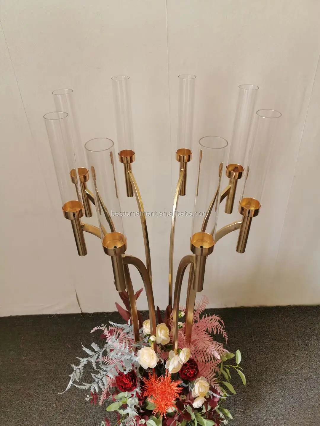 Wholesale Floor Gold Metal 8 Arms Candlesticks Wedding Tall Floor