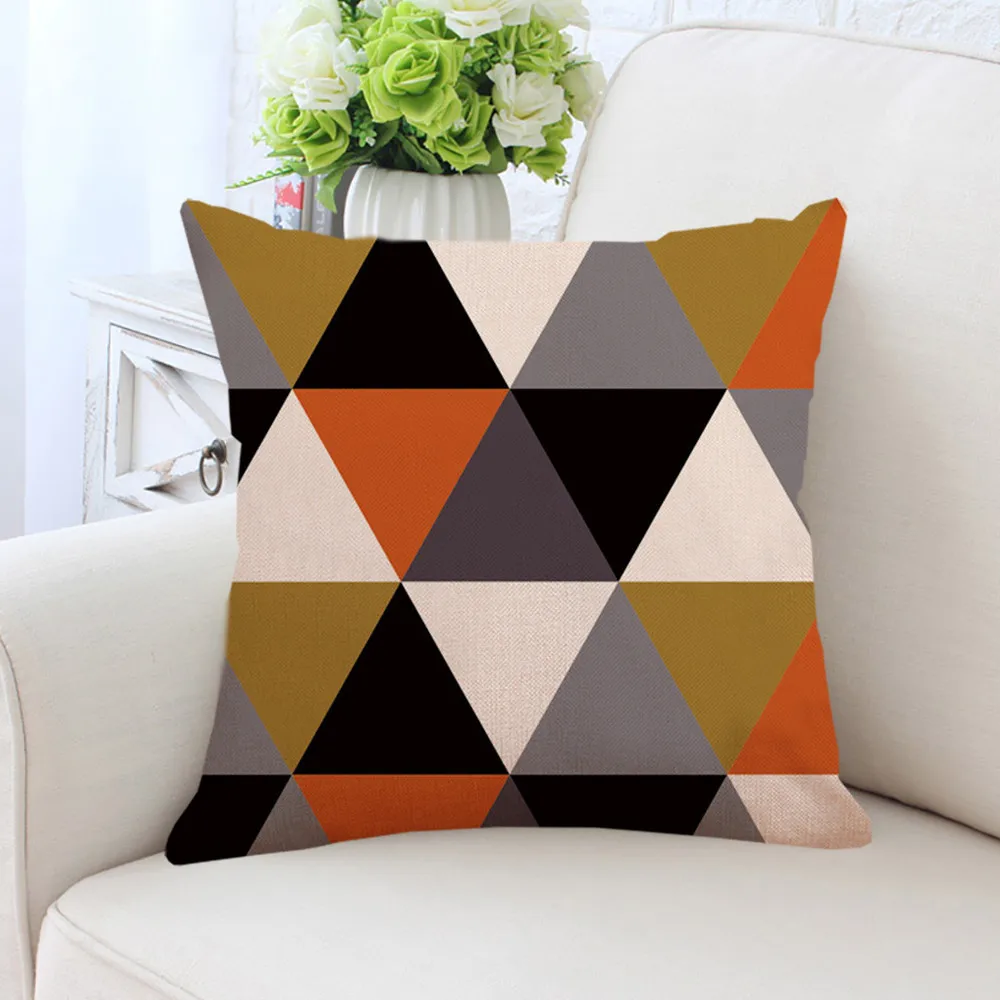 Triangle Geometries Cotton Linen Throw Pillow Cushion Cover For Home Decor Z292 