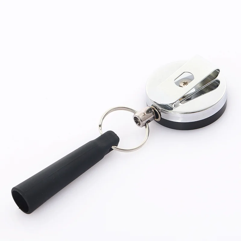 Retractable Pen Pencil Holder with STAY EXTENDED SLACK Pull Cord & Belt Clip 