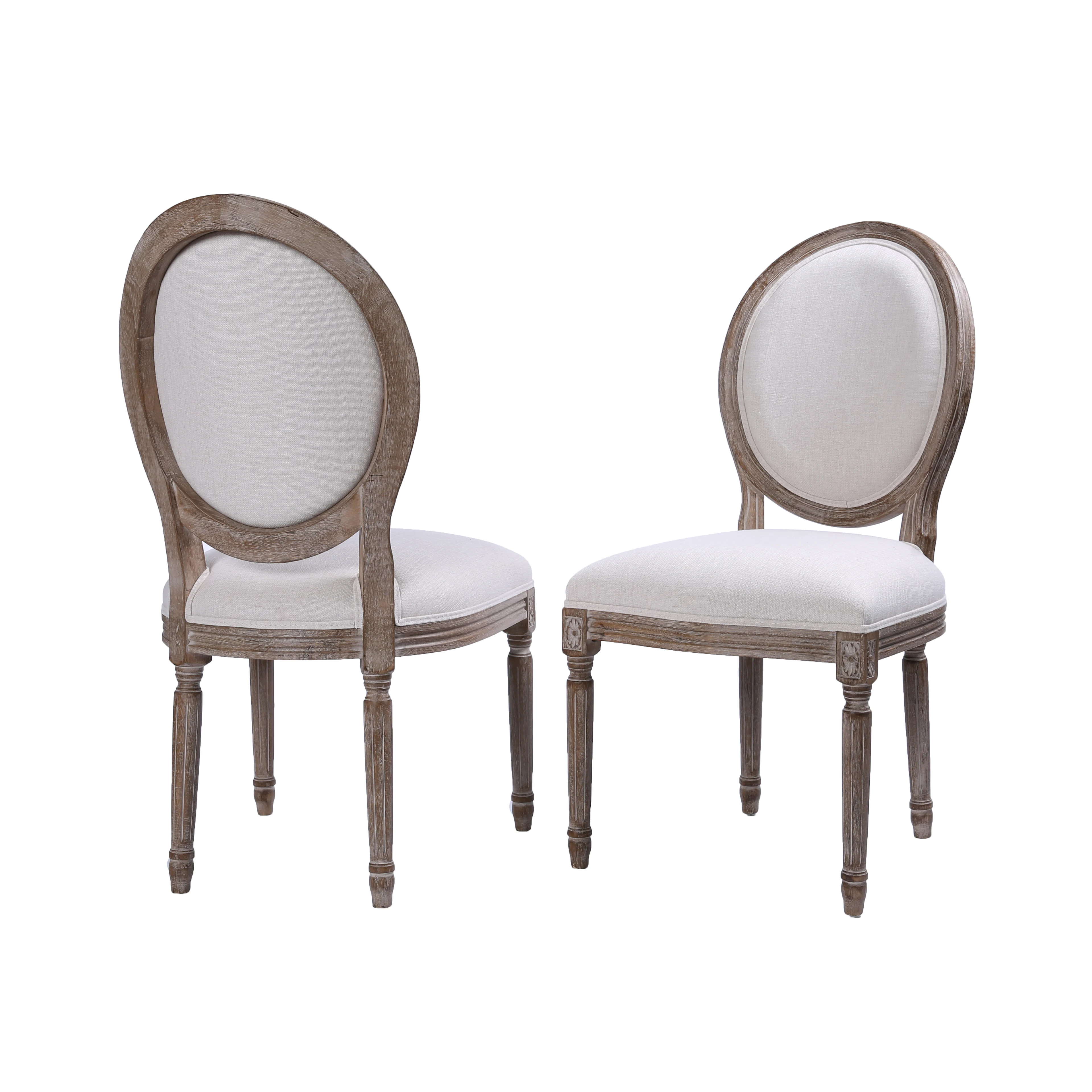 French dining chair Round Back Rubber wood Velvet Or Linen Fabric Chair  For Restaurants