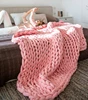 New Design 100% Chunky Knitted Soft Pure Merino Wool Throw Blanket Chunky Wool Blanket