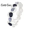 Cring Coco 2019 New Geometric Bracelet Fashion Metal Enamel Elastic Rope Bracelets Bangles Jewelry for Women Girl Accessories