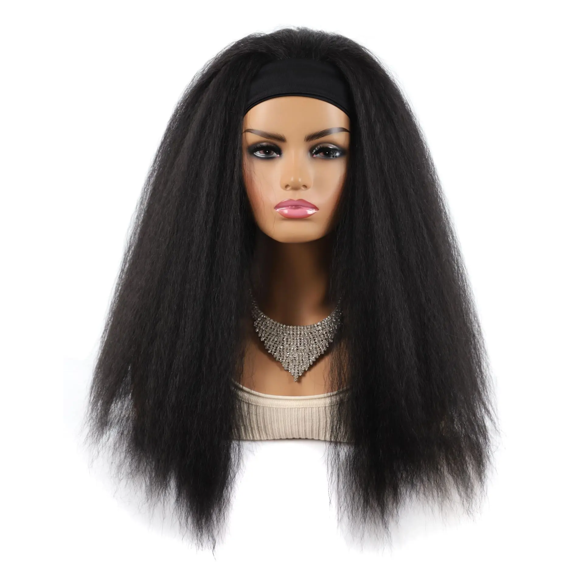 Women's Cornrow Puff Afro Turban Wig with Silk Headband - Synthetic ...
