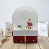 Christmas Music Santa Giving A Present Glass Snowball Souvenir Led Snow Globe Musical Box Crystal Ball Snow