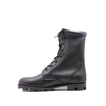 black leather jungle boots