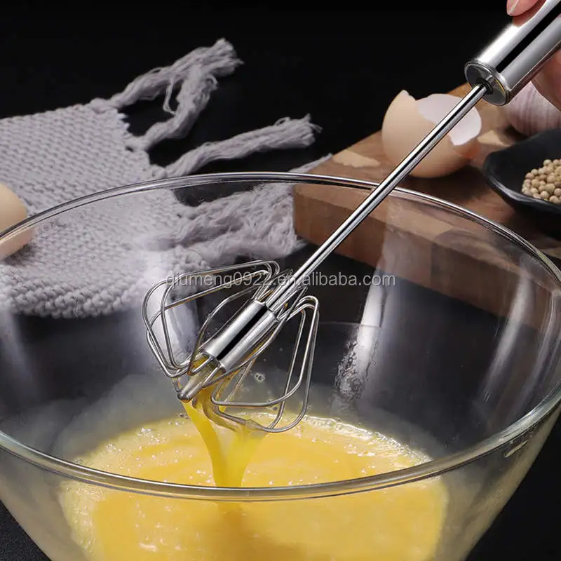 Egg Beater, Food Grade Stainless Steel Semi-automatic Hand Push Whisk  Blender